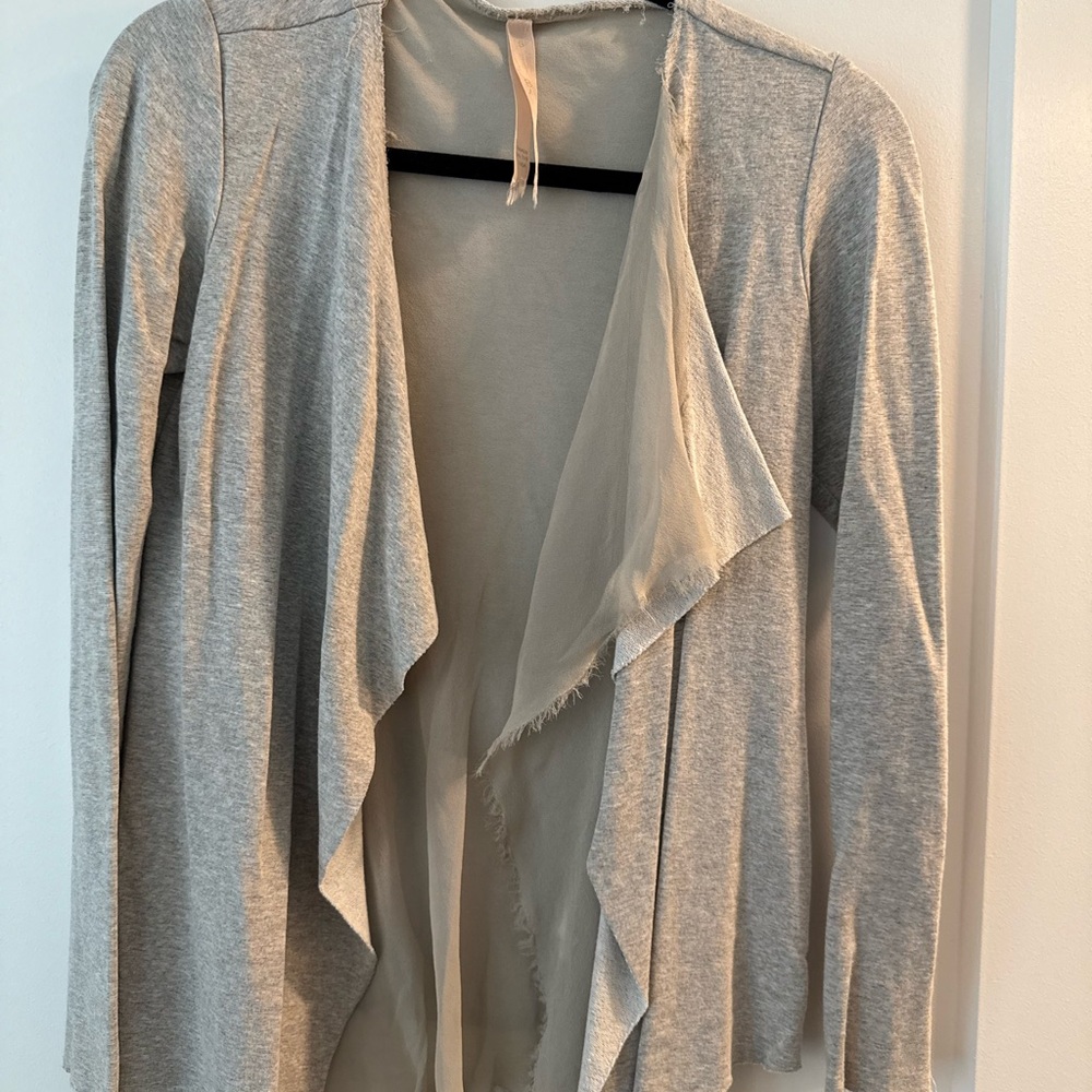 Elegant Gray Waterfall Cardigan Sweater
